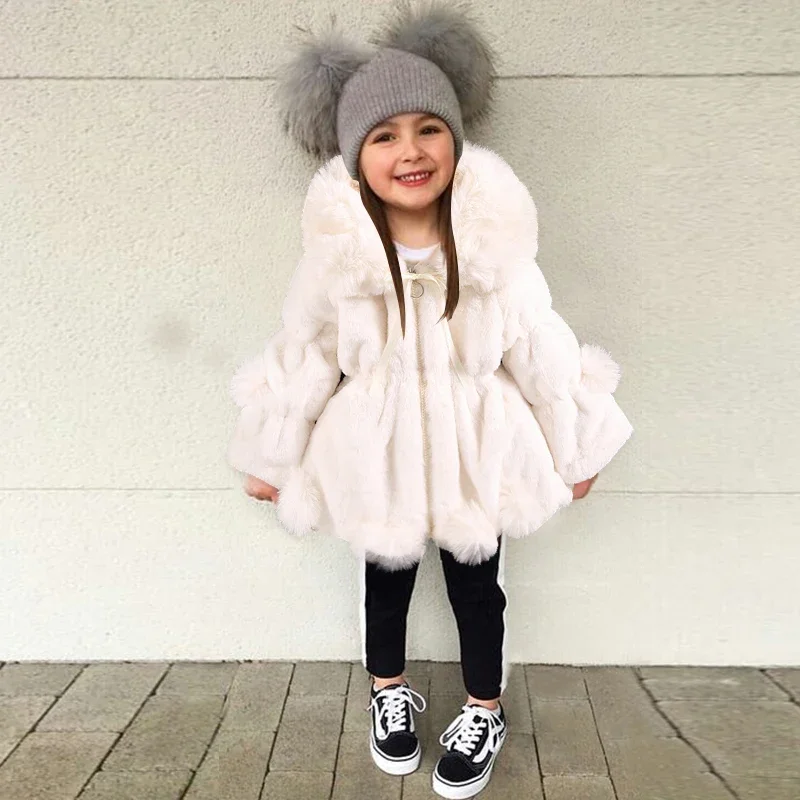 Baby imitation fur plush coat new winter solid color zipper girl fur coat coat 2-6-year-old baby jacket cotton padded jacket