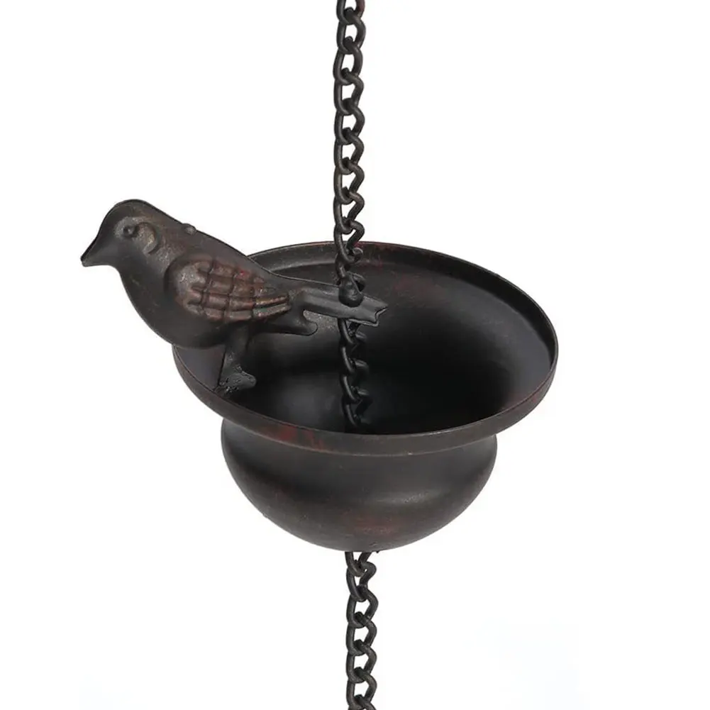 8 Feet Bronze Decorative Bird Rain Chain Replacement Downspout Metal Rainwater Catcher Chain Decoration Hangings for Gutter Roof