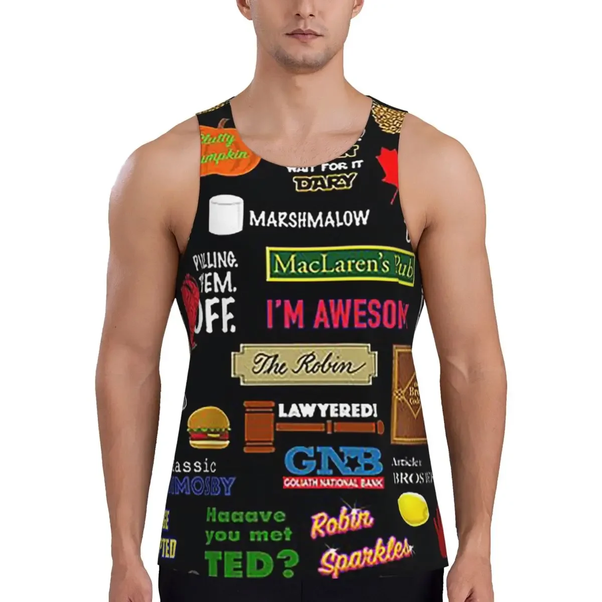 How I Met Your Mother Himym Tv Show Collag Gym Tank Bodybuilding Vest Fitness Sleeveless Tops Quick Men Workout Sports Clothing