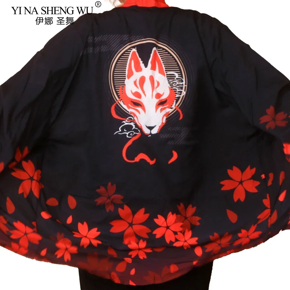 casaco-com-estampa-de-mascara-de-raposa-kimono-japones-camisa-cardigan-para-mulheres-haori-yukata-cosplay-roupa-tradicional-masculina-tamanho-Unico