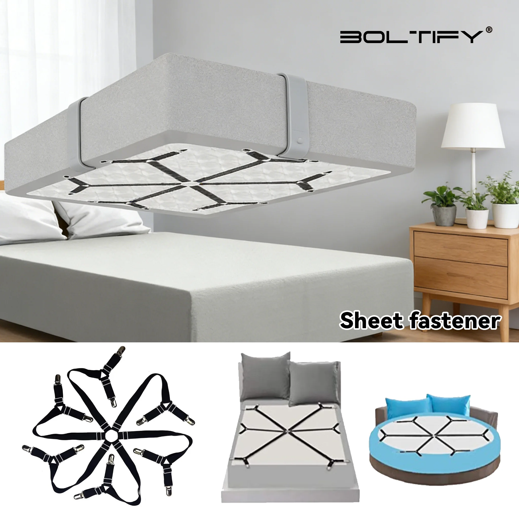 

12 Clips Elastic Bed Sheet Grippers Belt Fastener Non-Slip Strap Mattress Clip Fasteners Cover Blankets Grippers Organize Gadget