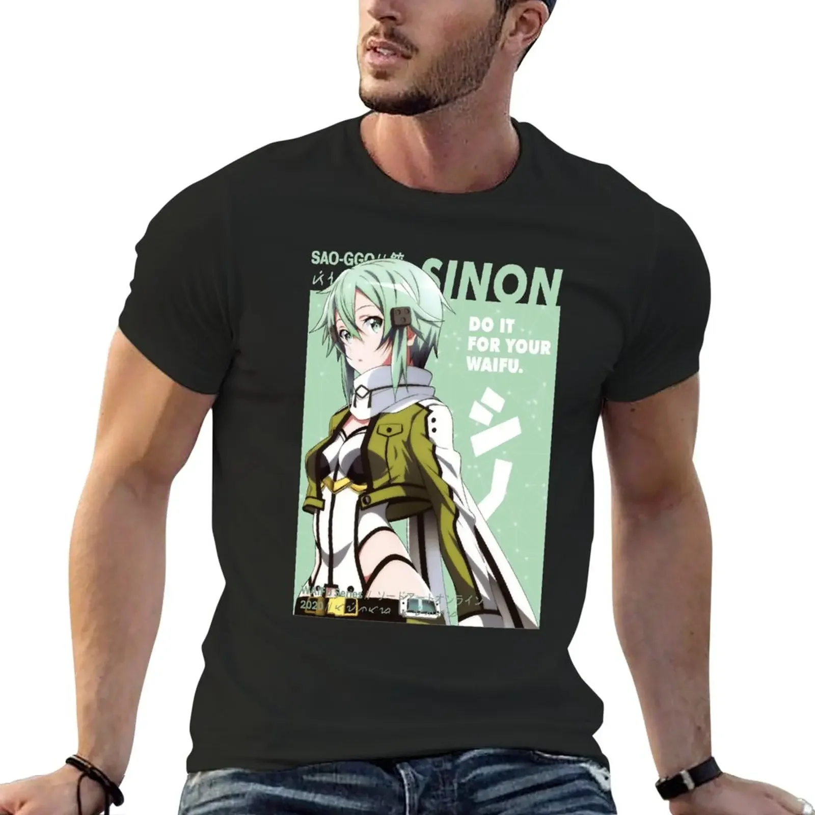 New Sword Art Online - Sinon T-Shirt designer shirts anime stuff shirts graphic tee customizeds Men's t-shirt