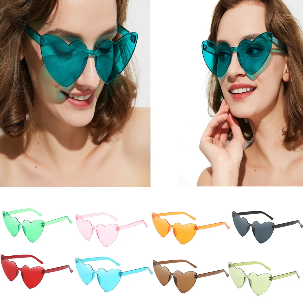 Adult Sunglasses Girls Rimless Sunglasses Gradient Colorful Shades Peach Heart-shaped Sun Glasses Party Eyeswear