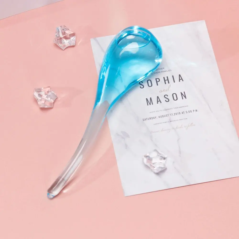 Spoon Glass Facial Massager Reusable Reduce Puffiness Skin Care Tools Portable with Glitter Powder Freezer Ice Globes Tool Women