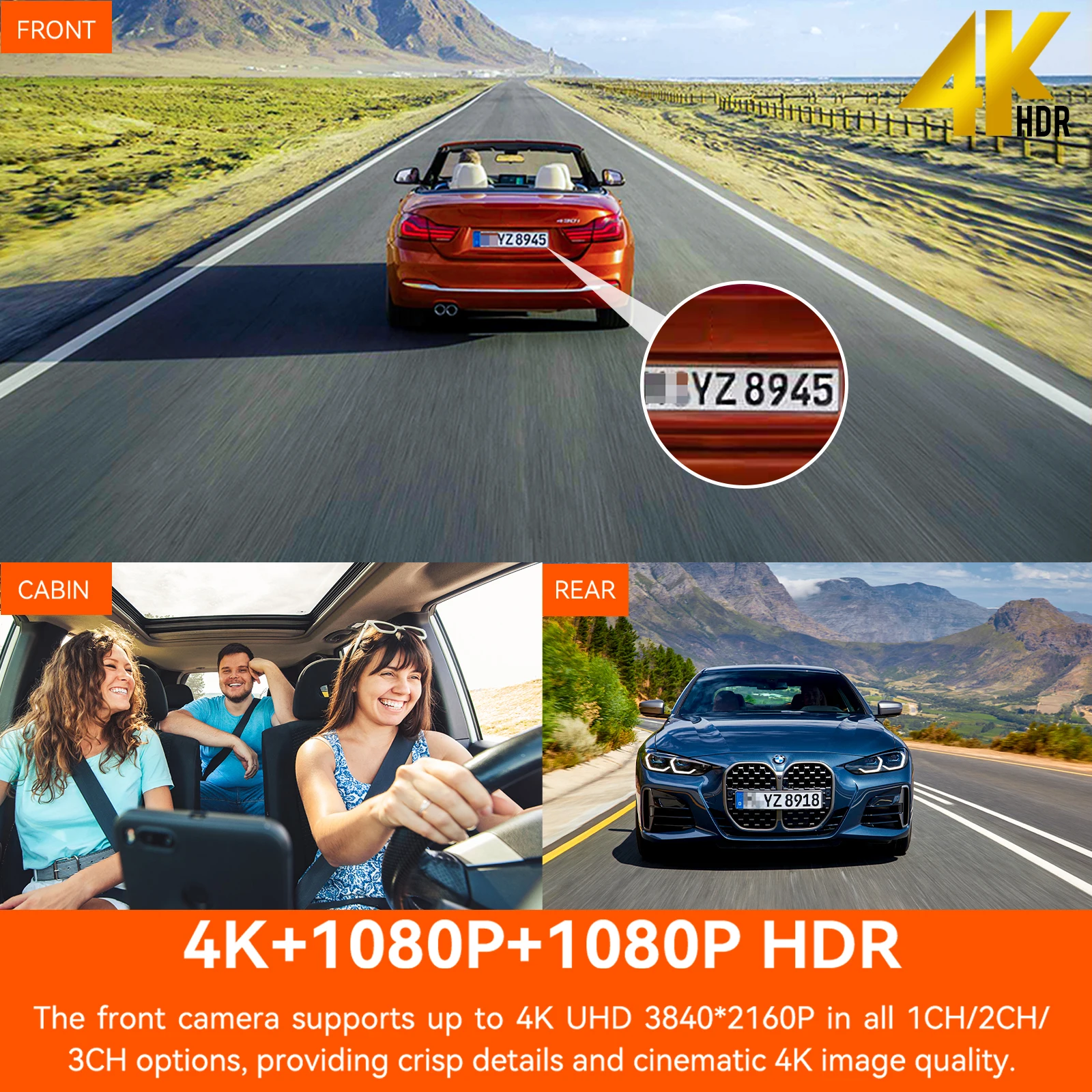 Vantrue N4 Pro Cámara de salpicadero WiFi 4K HDR de 3 canales para automóvil, cámara para automóvil con visión nocturna STARVIS 2, control por voz,
