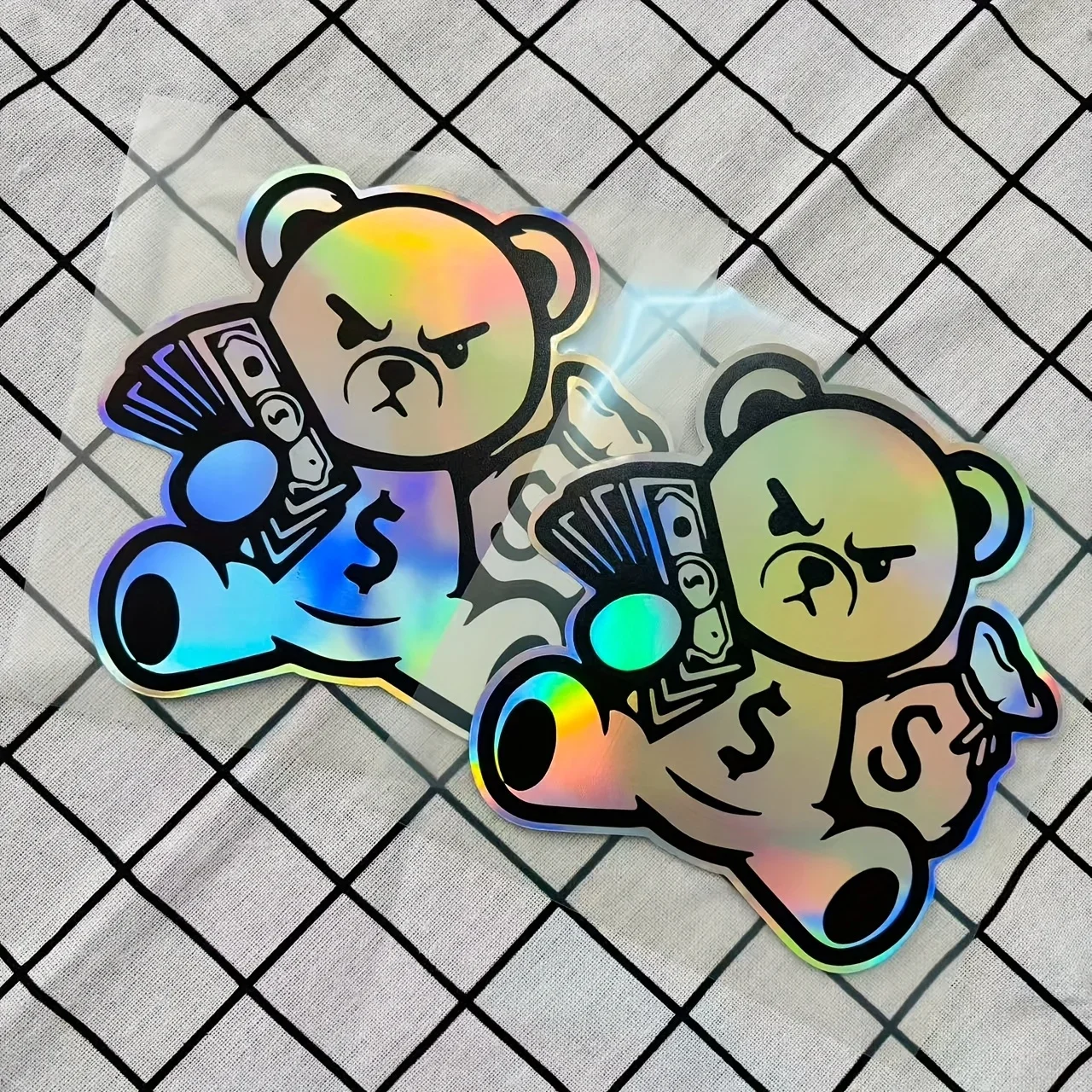 

1Pc Laser Violent Bear Motorcycle Sticker Waterproof High Viscosity Vinyl Decal for Bike Helmet Body Decor