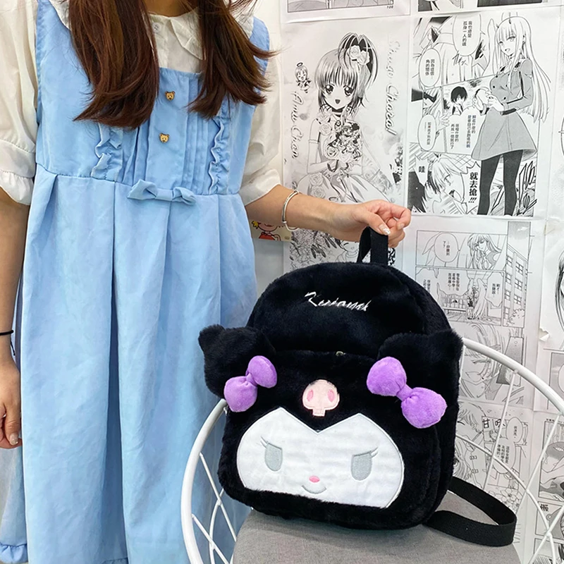 Sanrio Kuromi Kaneel Hond Melodie Cartoon Pluche Schattige Rugzak Vrouwen Mode Kleine Tassen Japanse Stijl Studenten Schooltas