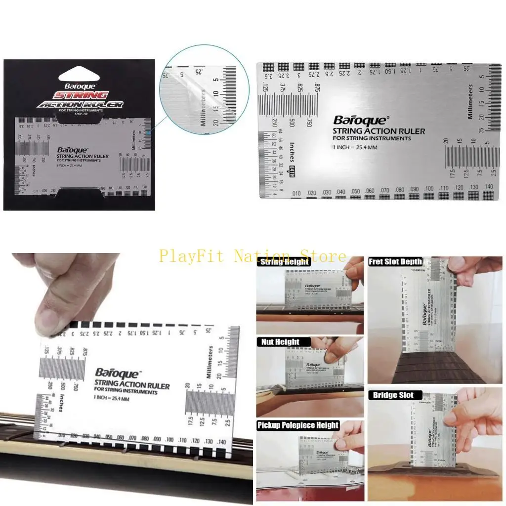 

242F Guitar String Action Ruler Gauge Set Up Tool String Height Measurement Tool