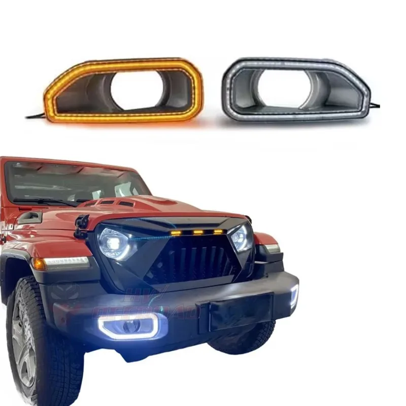 ABS Car Front Bumper Fog Light DRL Cover Decoration For Jeep Wrangler JL 2018+ JK 2007-2017 Exterior Parts Protector Cover