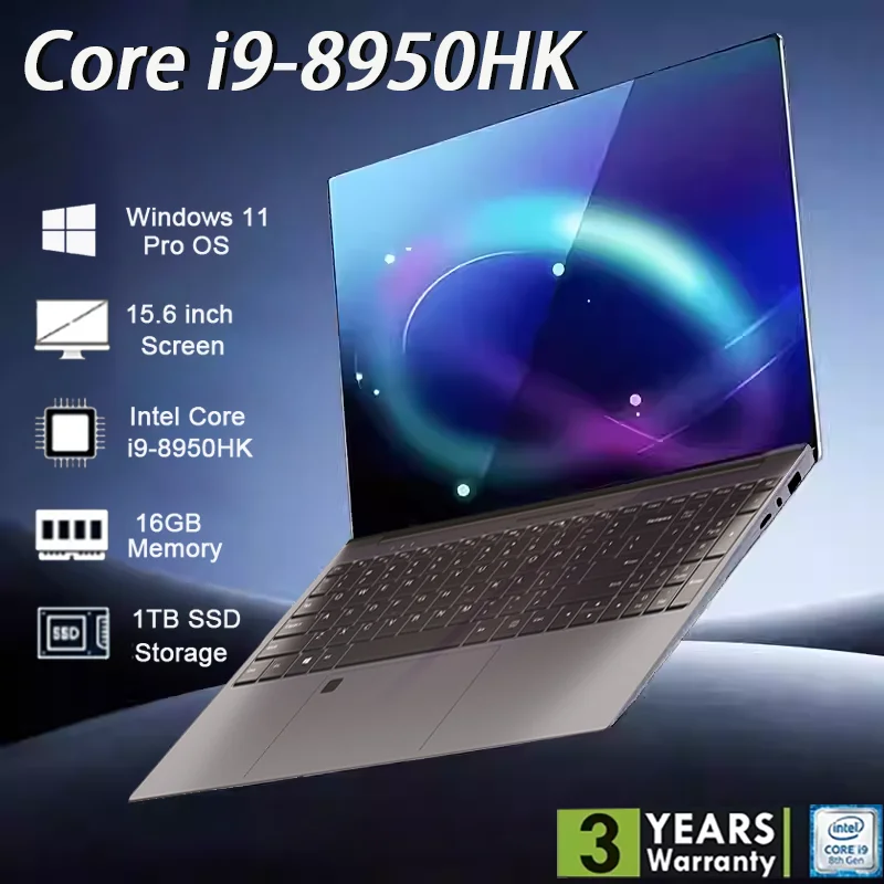 

Новый 15,6-дюймовый ноутбук с разблокировкой отпечатков пальцев, компьютер с Windows 11, офисный учебный ноутбук, игровой ПК, ноутбуки Intel i9-8950HK, 16 ГБ