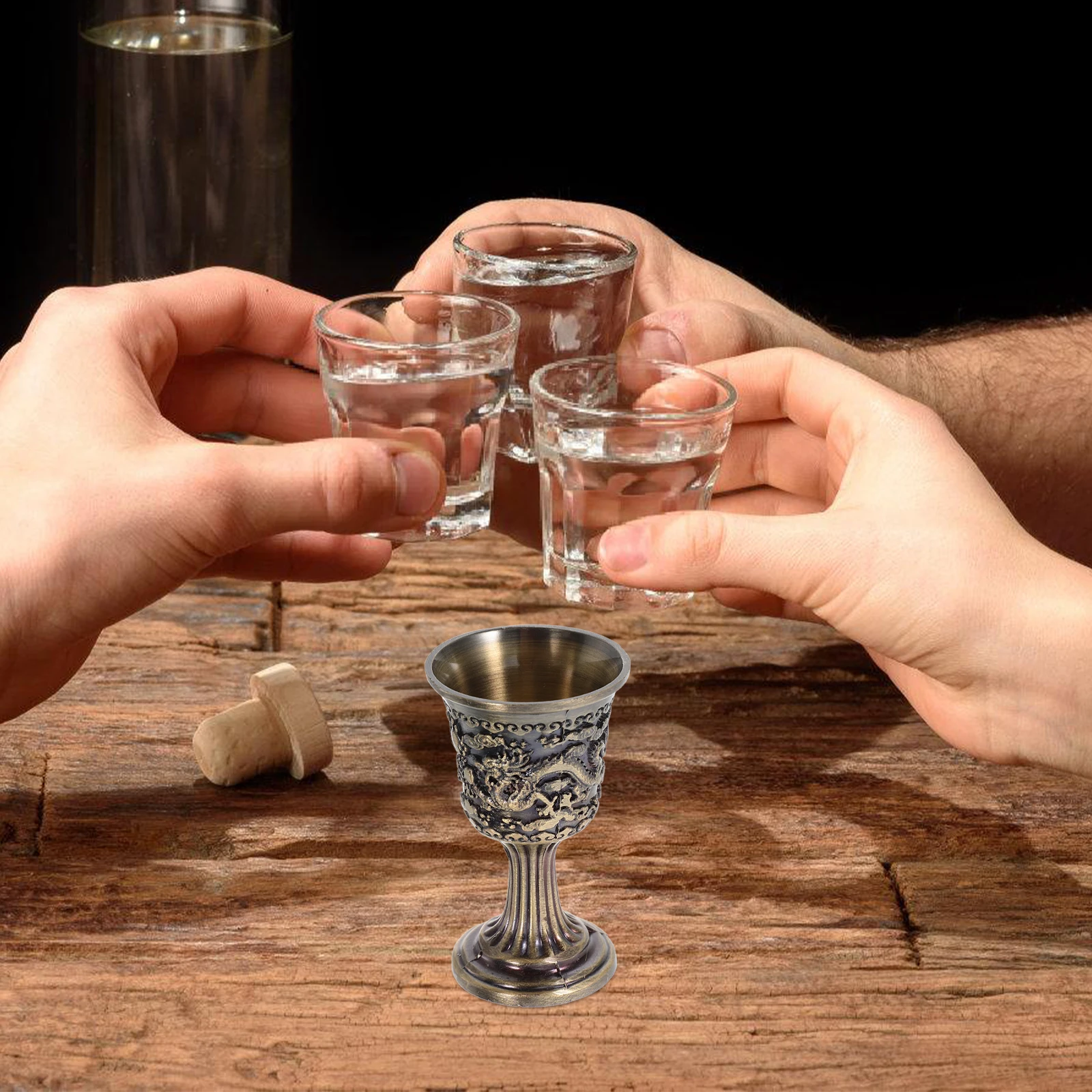 

Chinese White Wine Glass Art Craft Decorative Goblet Whiskey Bronze Cups Metal