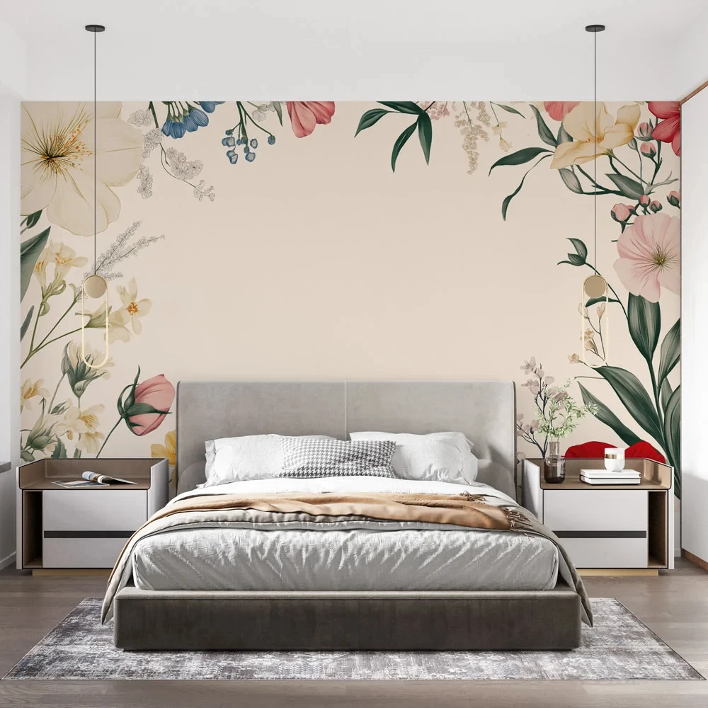 Watercolor Pink Butterfly Mural Floral Border Wallpaper Girl Bedroom Living Room TV Background Nordic Wall Decor Wallpaper