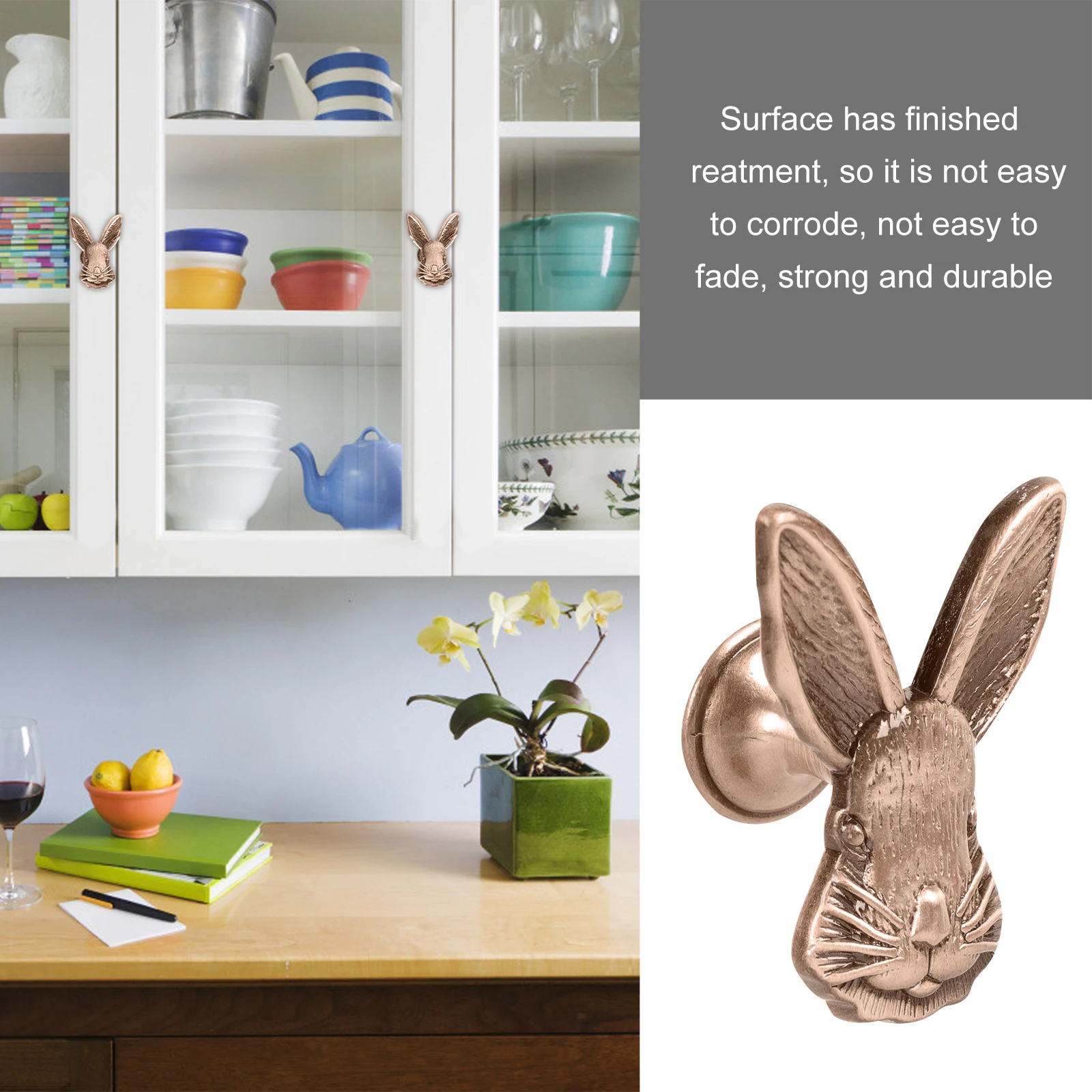

2pcs Drawer Handles Rabbit Shaped Cabinet Knobs Zinc Alloy Durable Decorative Furniture Door Pulls Home Wardrobe Decorative