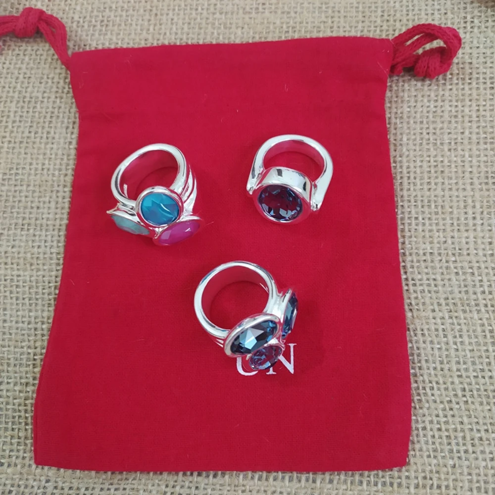 Noble Sparkling Irregular Colored Crystal Ring Women's Accessories Giving Friends Banquet Gifts, Jewelry Gift Bag