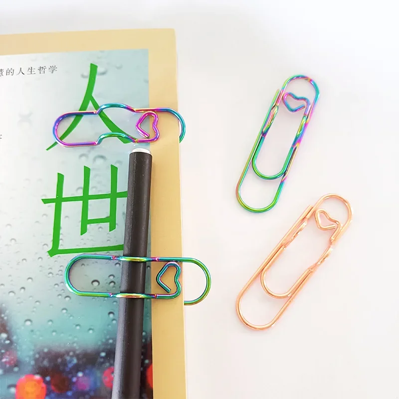 1pcs Multi-functional Metal Paper Clips with Pen Holder Binder Clips School Office Learning Supplies Stationery