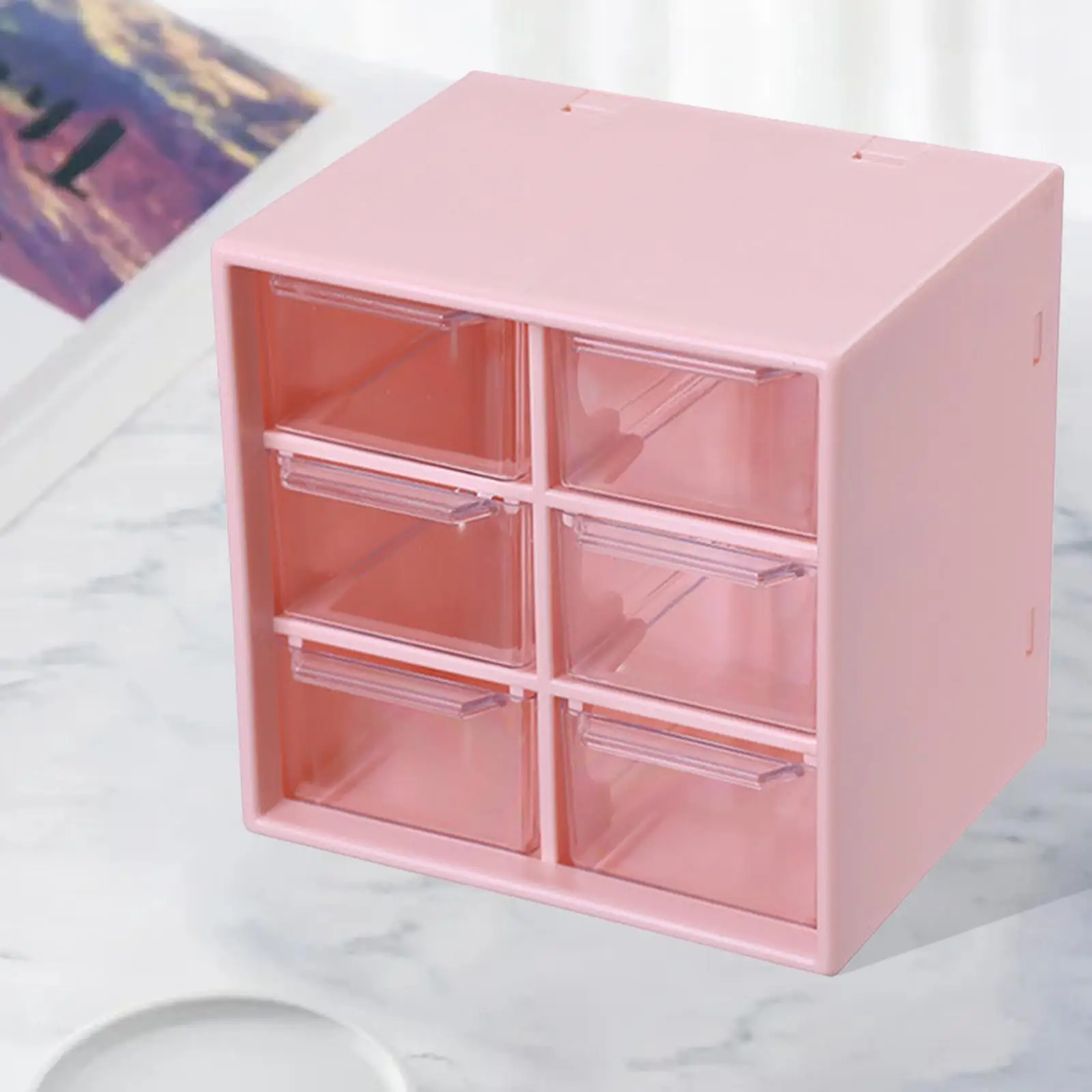 Desktop Storage Box with Drawer Dustproof Desk Organizer Desktop Container for Jewelry Cosmetics Girl Women Home Office Bedroom