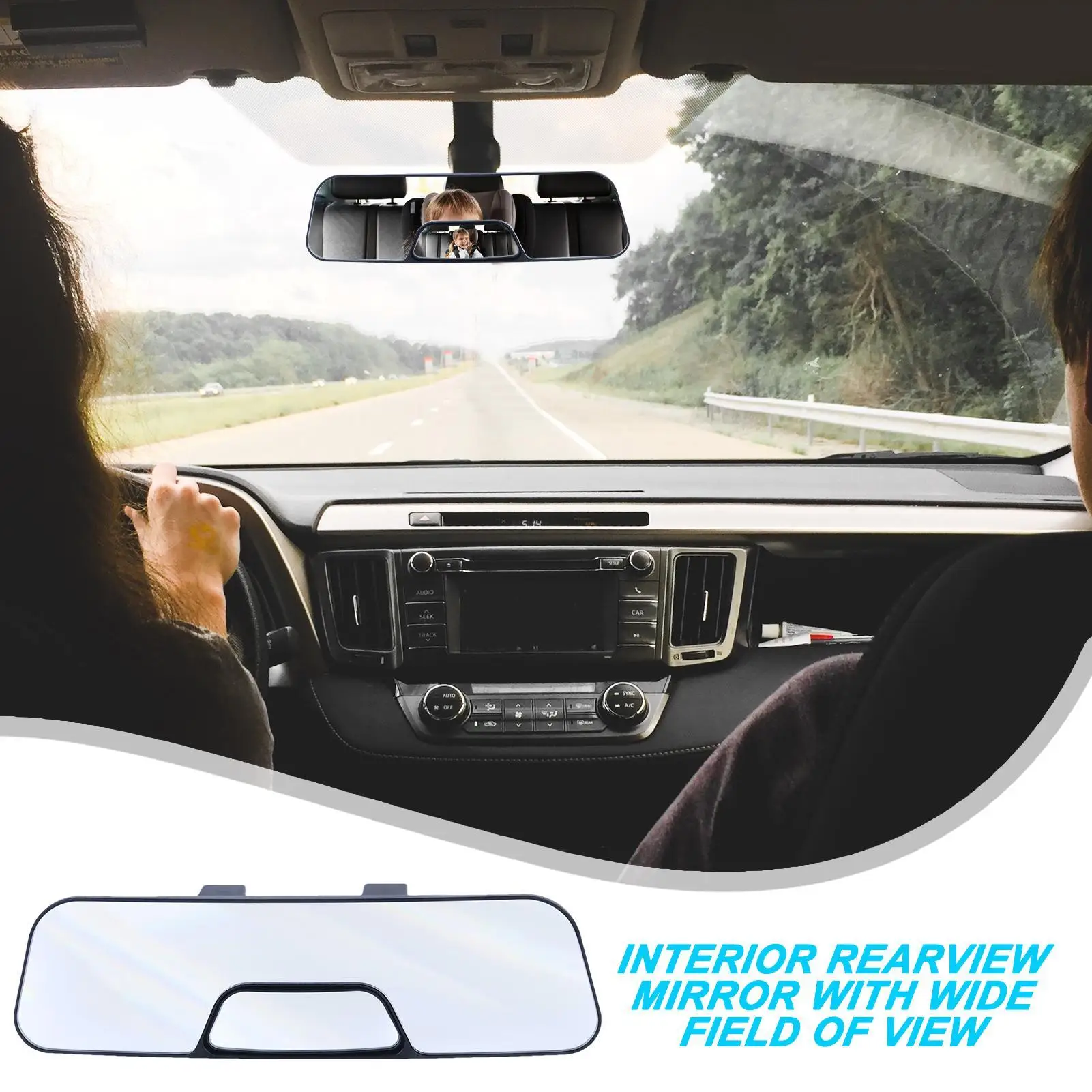 

Wide Interior Rear View Mirror Rotatable Rear View Mirror Baby Observation Versatile Clear Curved Rearview Safe Driving
