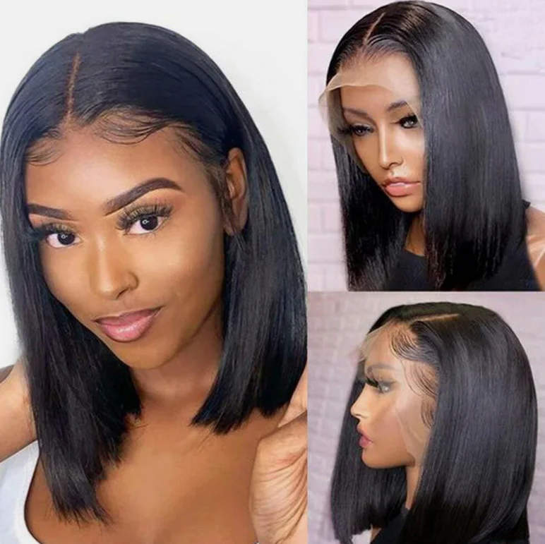 13×4 Lace Frontal Bob Wig Bob Straight Lace Front Wigs Human Hair Pre Plucked