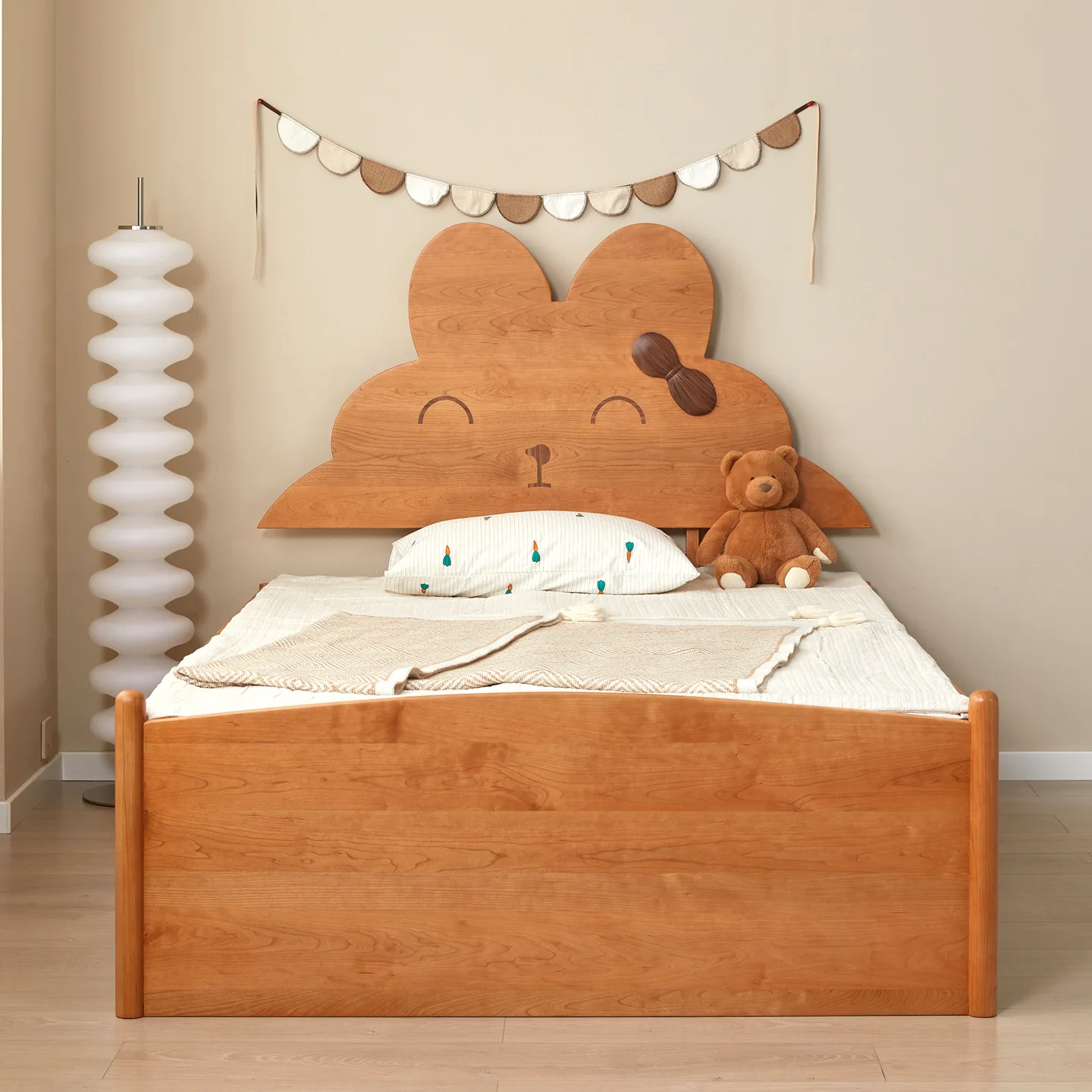 North American cherry wood bed solid wood double-layer mother and child bed modern simple small bed multi-functional