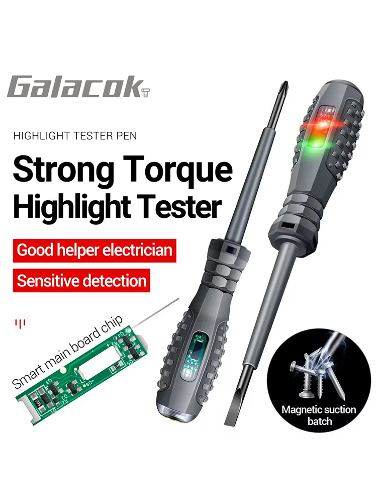Chave de fenda multifuncional para teste de eletricista, caneta de teste de indução ac sem contato,