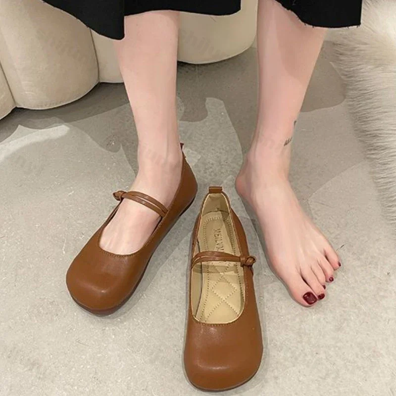 Designer Autumn Women Mary Jane Shoes 2026 New Fashion Round Toe Ladies Comfort Soft Sole Flats Women\'s Comfort Ballerinas Shoes