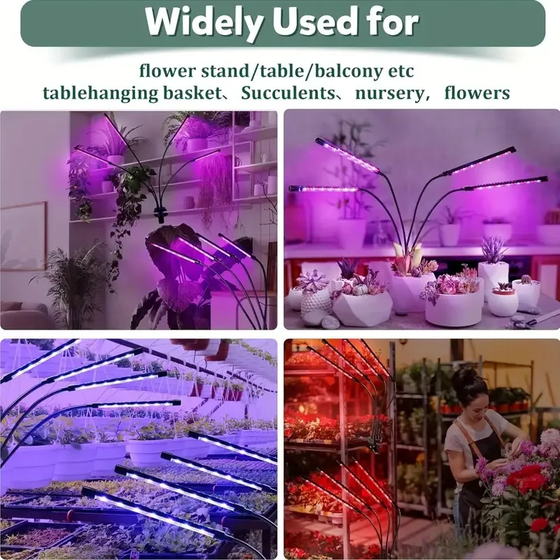 LED 실내 식물 성장등, 조절 가능한 클립형 삼색 식물 보조등, 2/4헤드 채소 재배용