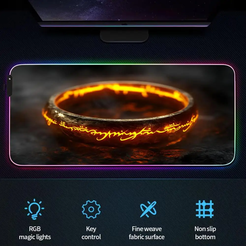 RGB Mauspad Magic Ring Design Gaming Matte Gummi Anti-Rutsch-Schreibtischmatte LED Glow Gaming Tastatur Mauspad Gamer PC Zubehör
