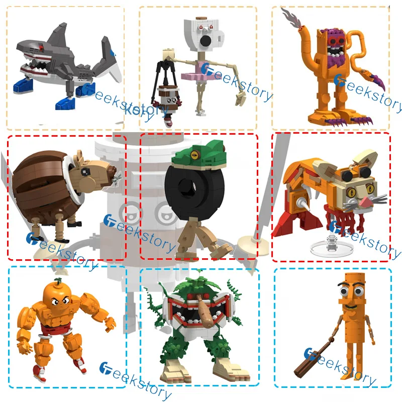 

Creative Series Animal Assembly Building Blocks Kettle/Shark/Stickman/Tree Goblin Model Collectible Ornaments Bricks Kids Toys
