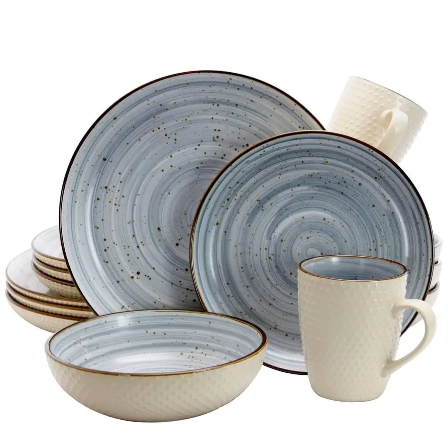 

Luxurious Mellow 16Piece Dinnerware Set in Powder Blue with Complete Setting for 4