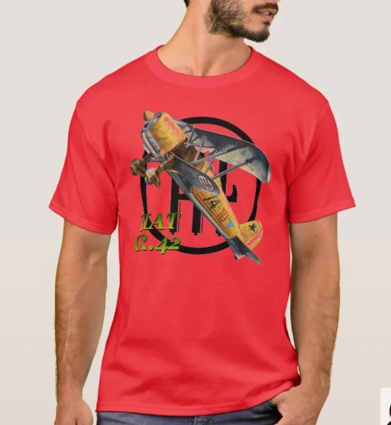 WW II Italian FIAT CR.42 Fighter Airplane T-Shirt. Summer Cotton Short Sleeve O-Neck Mens T Shirt New S-3XL