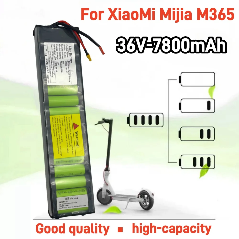 10S3P 36V 7800mAH 500W high-power and large capacity, suitable for Xiaomi M365 electric scooter battery pack,