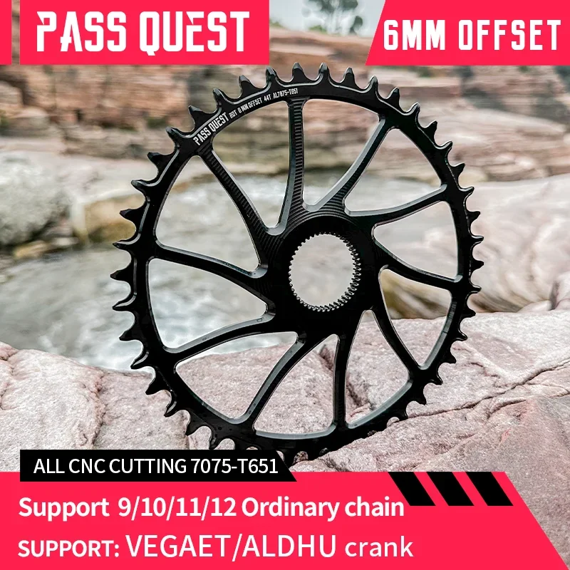 PASS QUEST 6mm offset positive and negative teeth chainring for Rotor crank support 10/11/12 speed ordinary chain