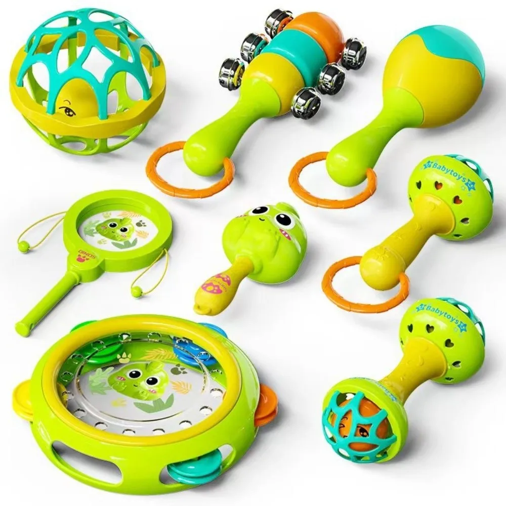 8/9pcs New Colorful Cartoon Shape Baby Rattle Toy Lightweight Plastic Sensory Toy Handbell Wave Drum Early Educational Toys