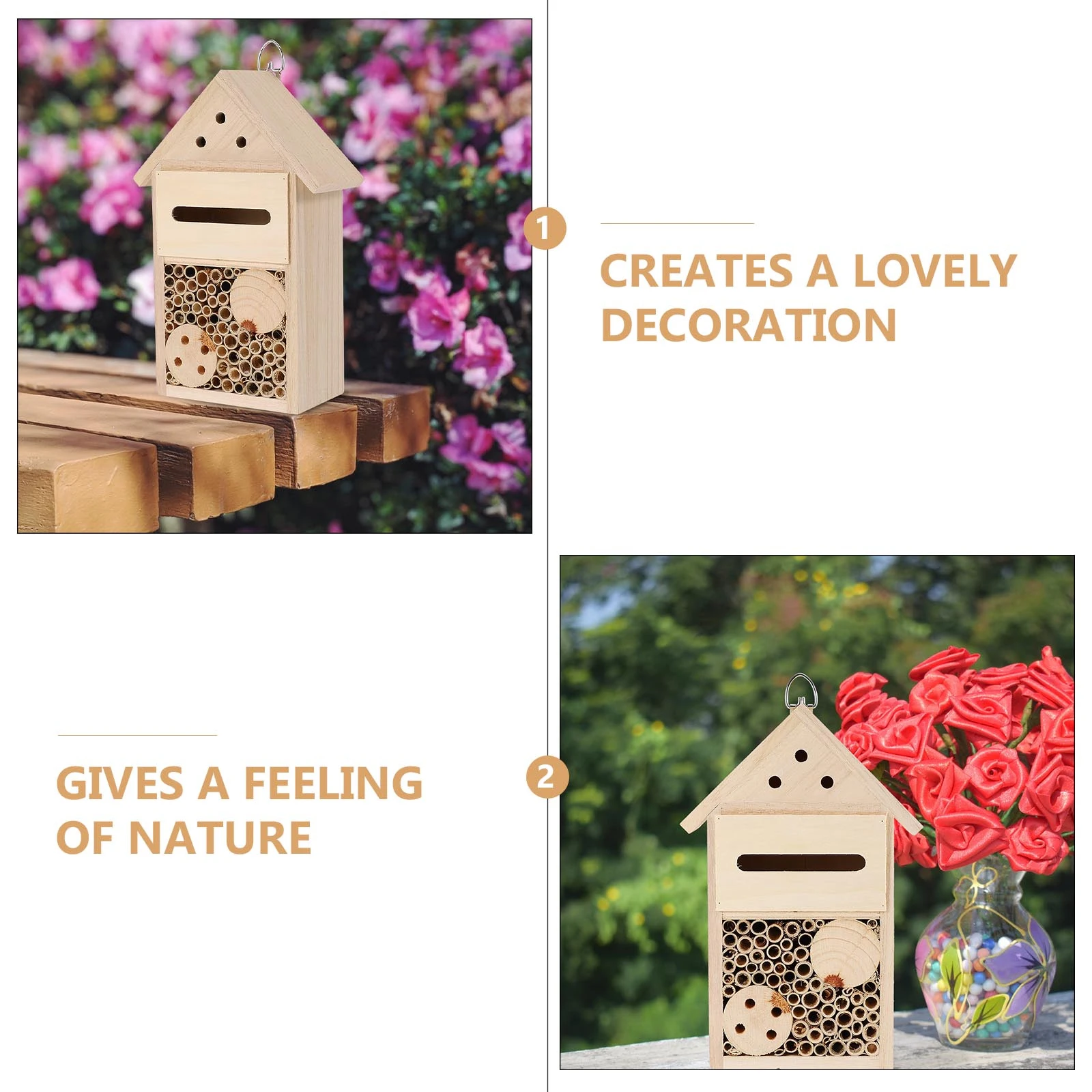

Wooden House Ladybug Hotel Garden Beehive Butterfly Nest Hanging Insect House Insect Cabin Wooden Bee Room Garden Decoration Pet
