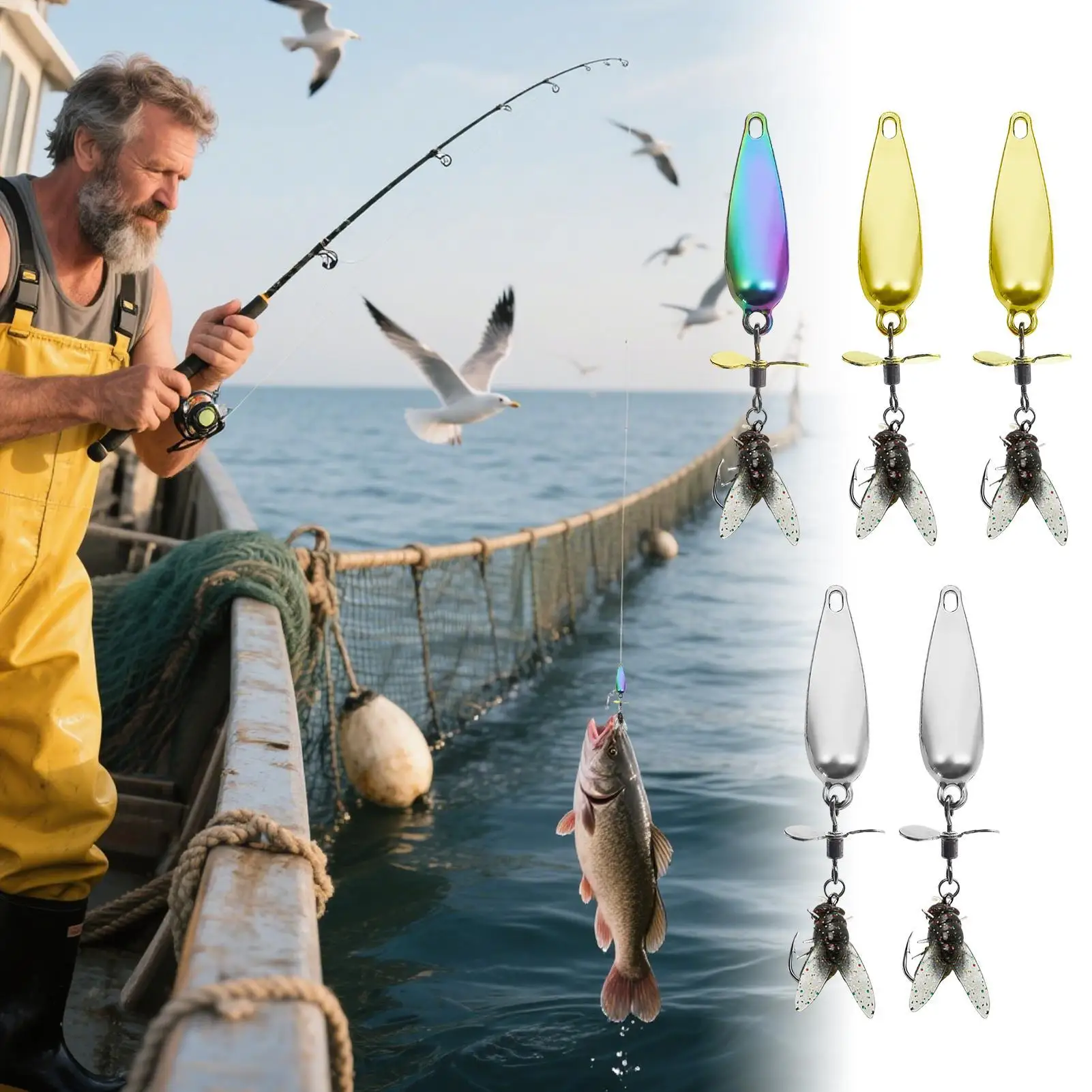 

Fishing Bait Metal Propeller Swim Bait 5 Pieces Realistic Vibration Fly Lures For Catfish Salmon Bass Trout Walleye Crappie Lake