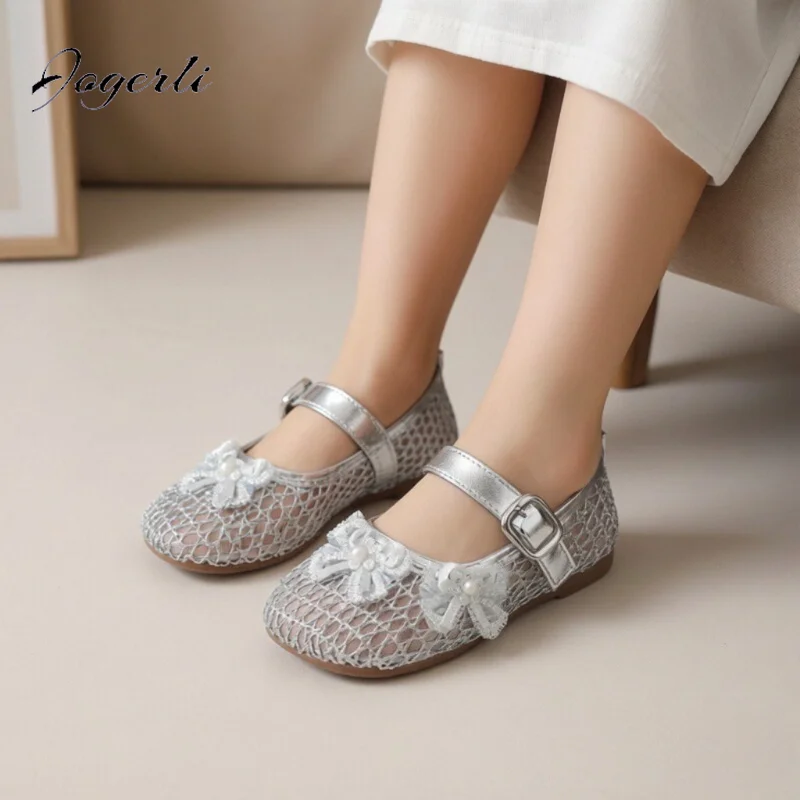 

Детские туфли-принцессы с мягкой подошвой, весенне-летние, новые, дышащие, из сетки и искусственной кожи, модные детские сандалии