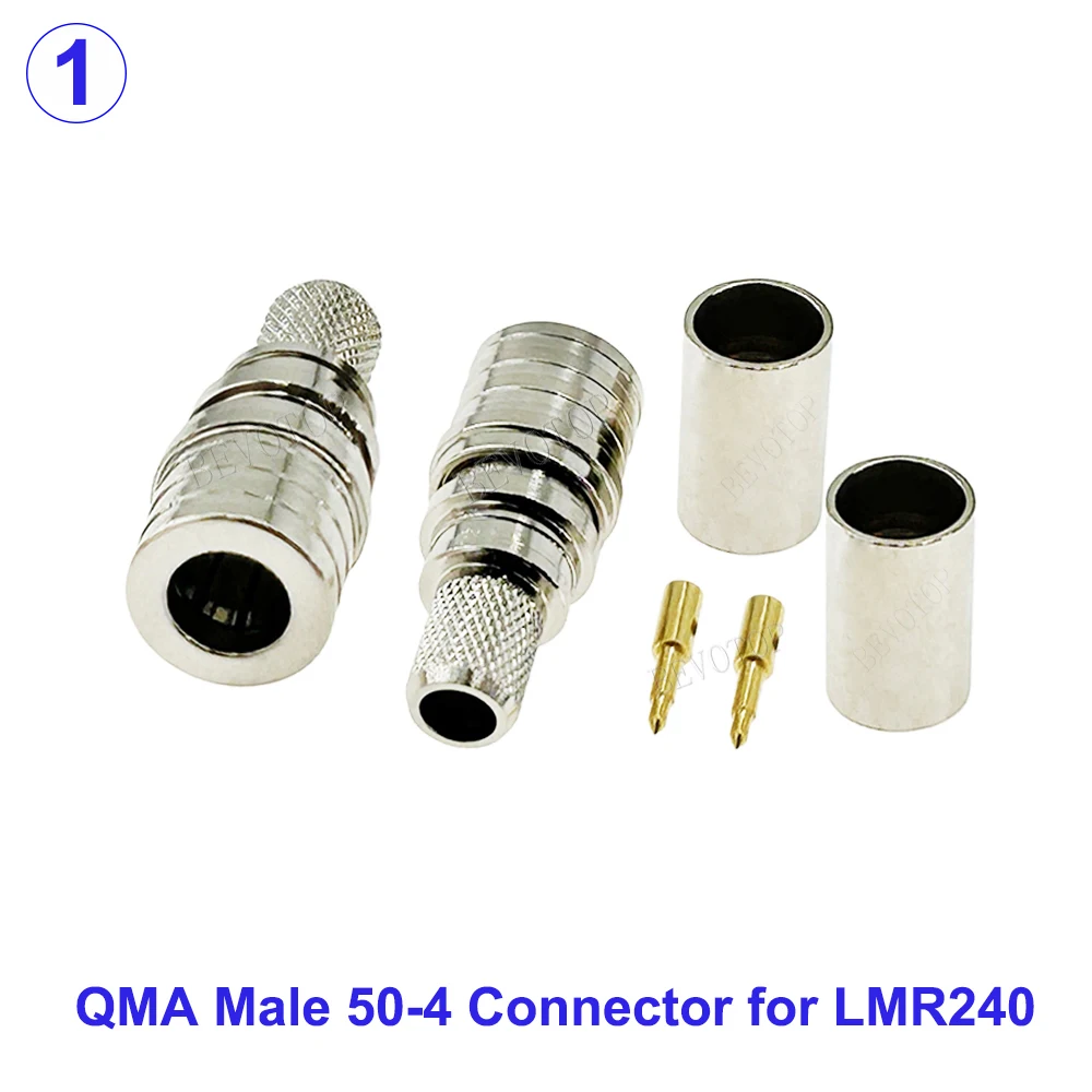 10PCS/Lot LMR-240 QMA Male Plug Straight Wire Crimp Connector 50 Ohm 50-4 QMA Connector for LMR240 RF Coaxial Cable