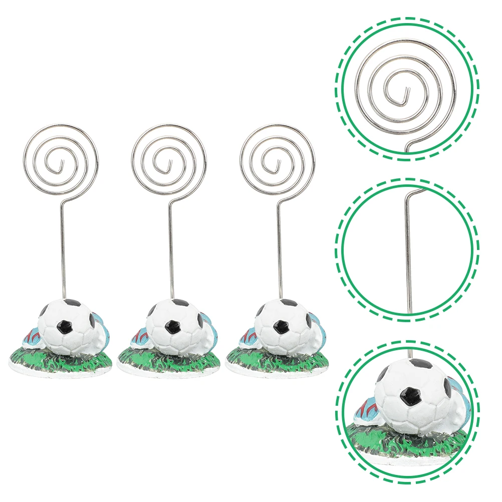 

3 Pcs Table Number Holders Sturdy Place Card Stand Soccer Football Party Banquet Wedding Anniversary Shower Photo Memo Clip