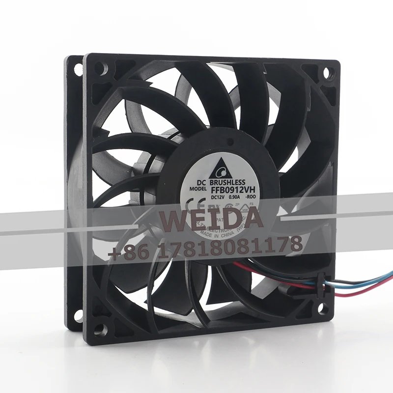 Delta Cooling Fan12V 0.90A AC EC 9025 Violent High Air Volume Inverter 90X90X25MM Three-wire Chassis FFB0912VH