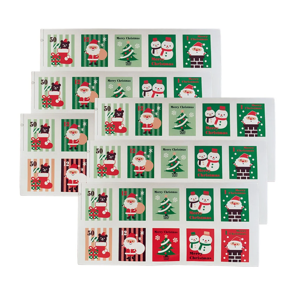 6 Sheets School Stationery Christmas Stickers Label Gift Santa Paper for Gifts Cartoon Kids Merry Scrapbooking