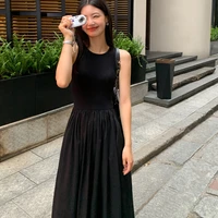 New Vintage Holiday Style Black Midi Dress Dresses for Women Clothing O Neck Office Lady Casual Pockets Women's Clothing - Image 4