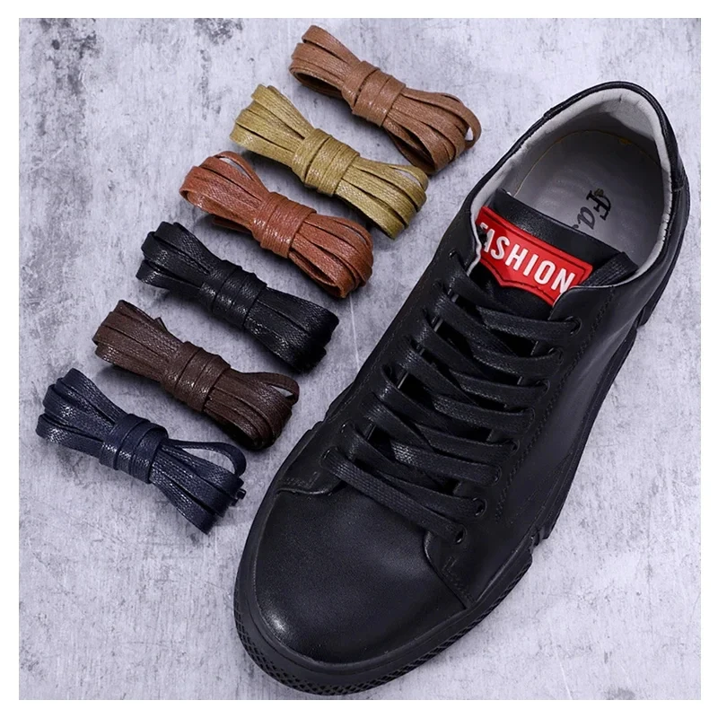 Waxing Shoelaces For Sneakers Cotton Shoe Laces Flat Leather Shoes High Gang Casual Unisex Waterproof Shoelace 1 Pair