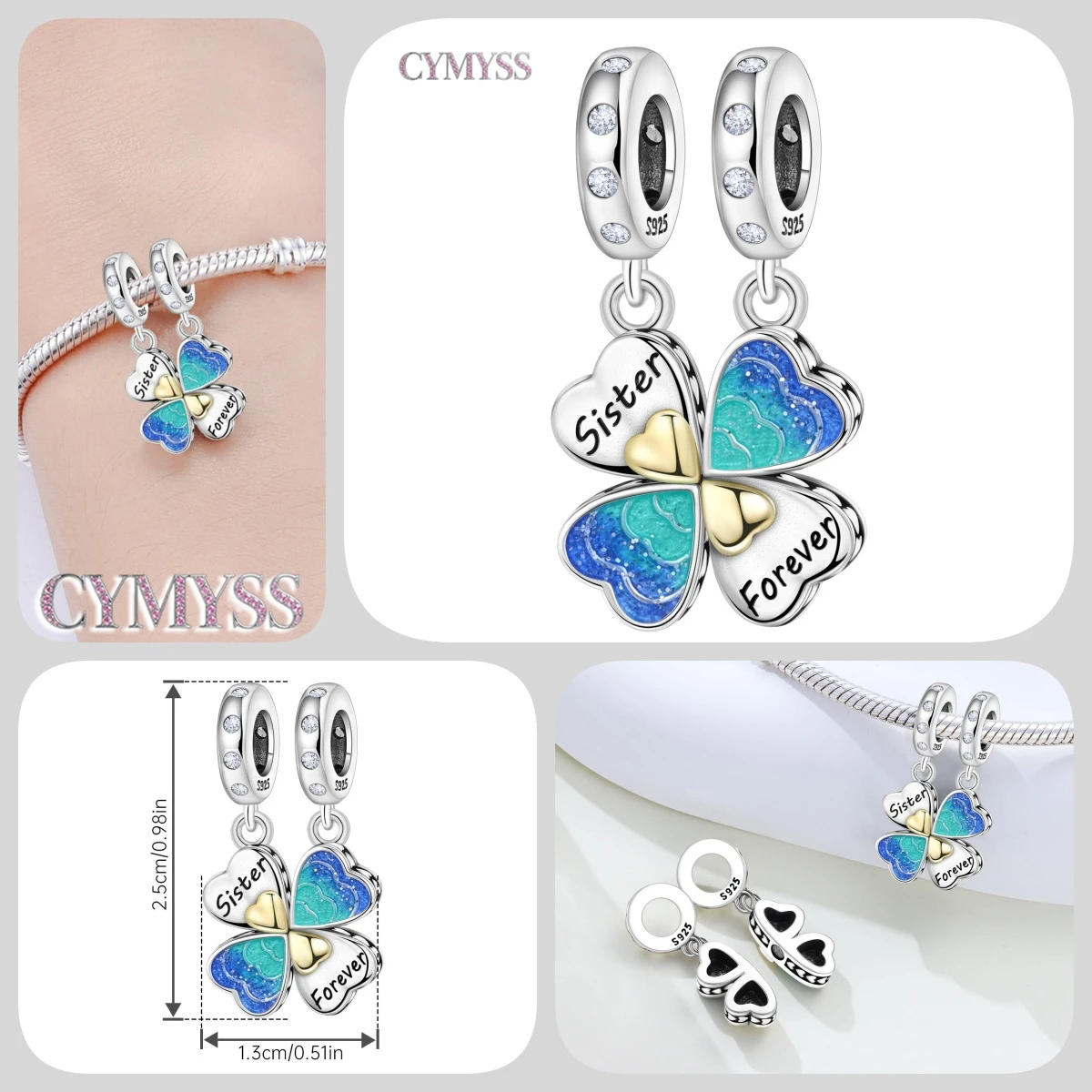 Zierlicher Anhänger aus 925er Sterlingsilber mit Engel-Gebetsperle, passend für Armreif, Armband, Halskette, DIY-Schmuck, Geburtstagsgeschenk für Frauen – Detail 36
