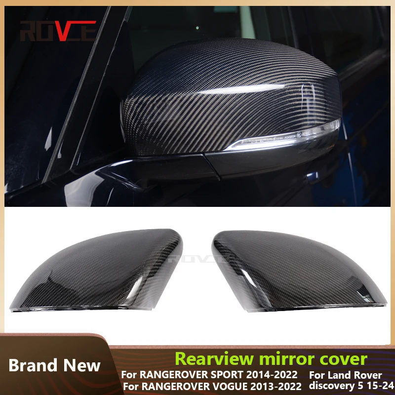 ROVCE Real Carbon Fiber Rearview Mirror Cover Wing Cap for Ranger Rover Vogue 13-22 /Sport L494 14-17 /Discovery 5 15-24