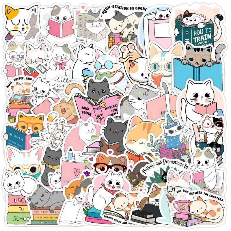 50Pcs Cartoon Cat Stickers Cute Capybara Rabbit Dinosaurs DIY Sticker Gifts Decals Decoration Suitcase Scrapbooking Laptop Phone