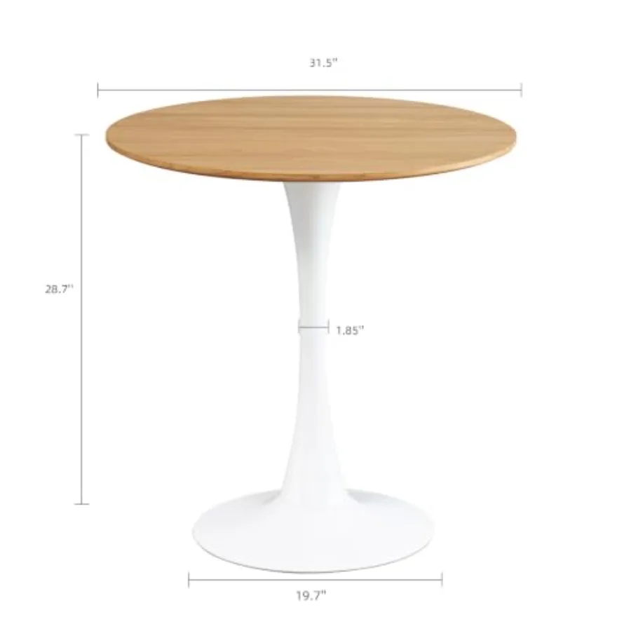 Dining Table, Circle Tulip Table for Kitchen, Small Places, Living Room, Cafe: Mid Century Modern Bistro Table with Thickened W
