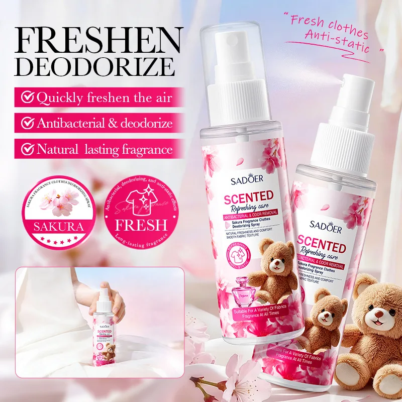 

Дезодорирующий спрей для одежды с ароматом цветков вишни. Стойкий летний легкий аромат. Новый парфюмерный спрей 100 мл.