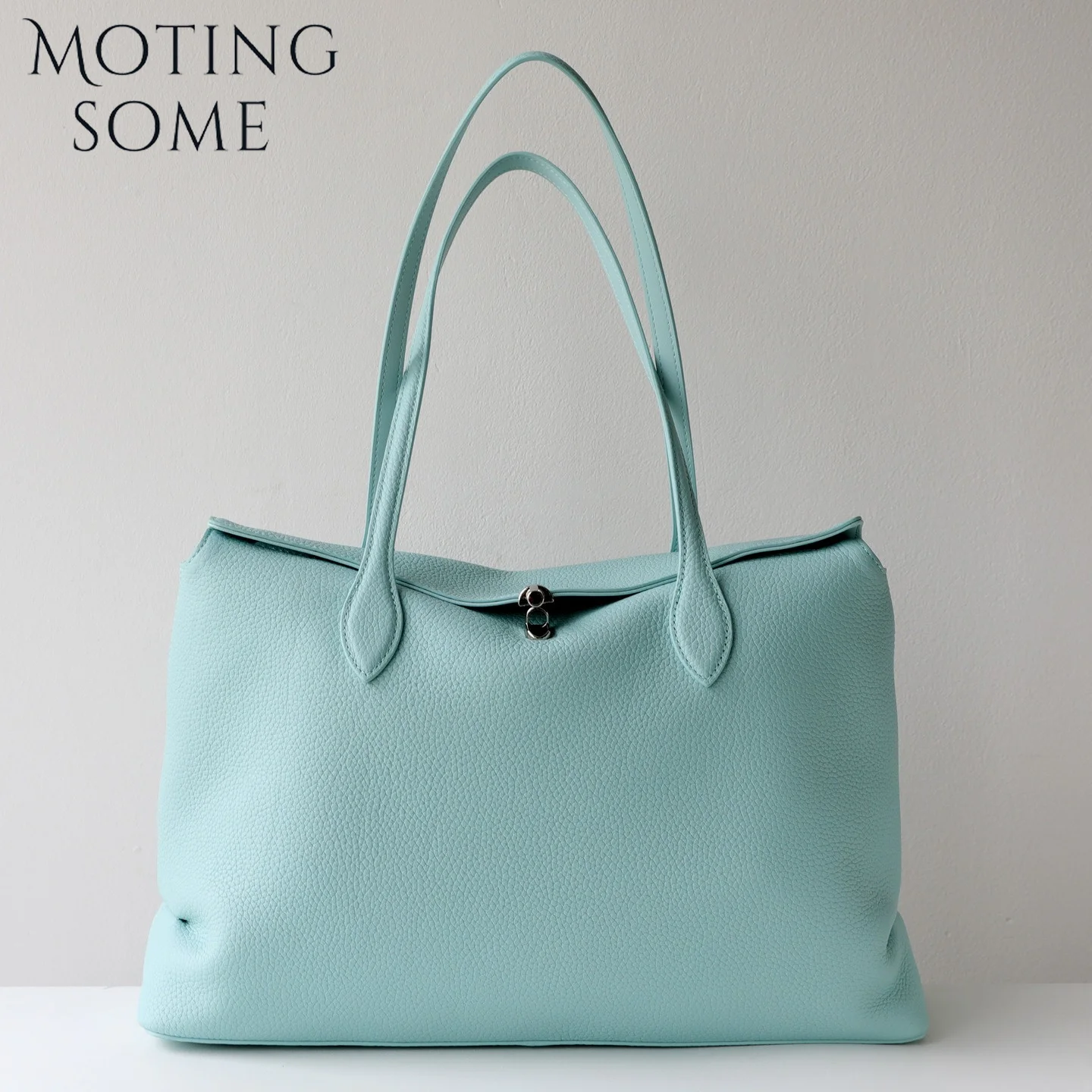 MOTINGSOME Full Grain Genuine Leather Women Bag Roomy 40cm Hasp Shoulder Tote Lychee Pattern Handbag Luxury Designer Bags 2026