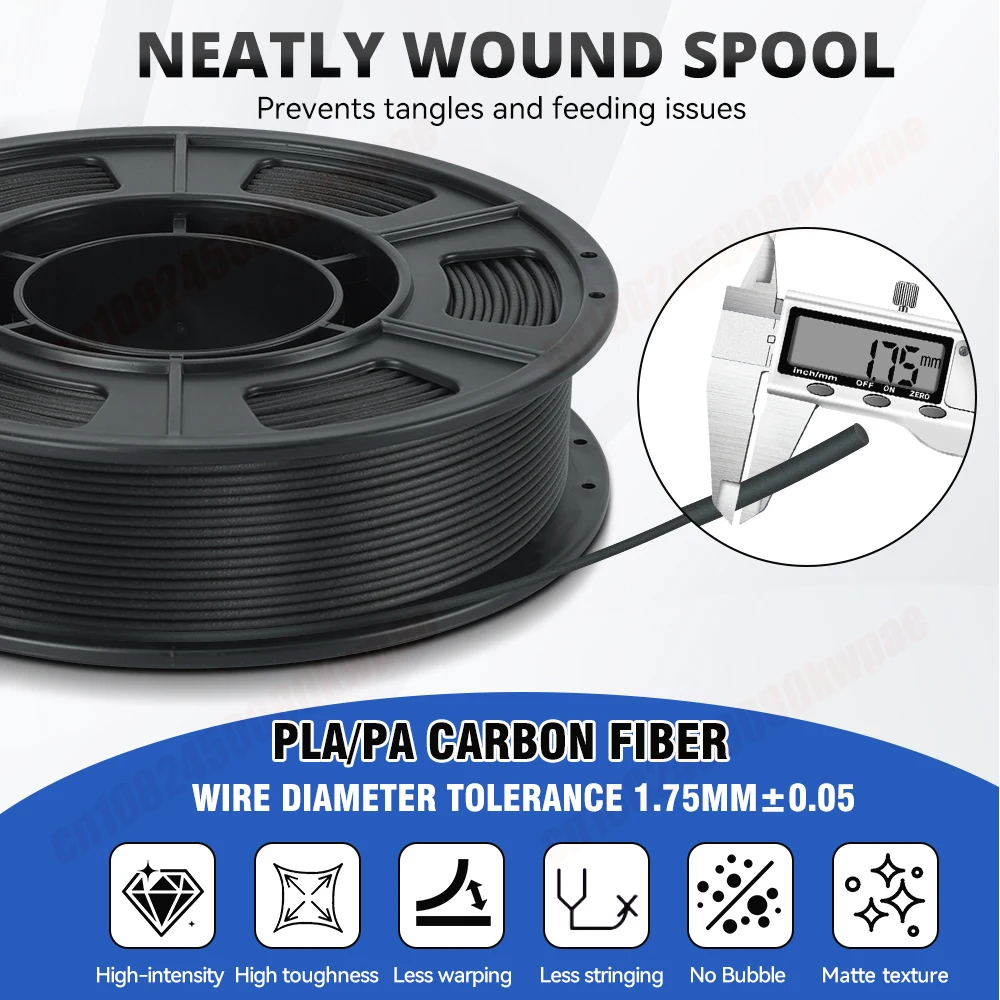 KINGROON 300G TPU-95A/PLA/PA خيوط ألياف الكربون النايلون 1.75 مللي متر مادة طباعة ثلاثية الأبعاد سوداء لمعظم طابعة FDM ثلاثية الأبعاد شحن سريع #2