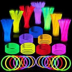 100 Pcs Glow Sticks Bulk 8in Bracelets Necklaces Glow in the Dark Neon Easter Football vocal concert Party Supplies Pack